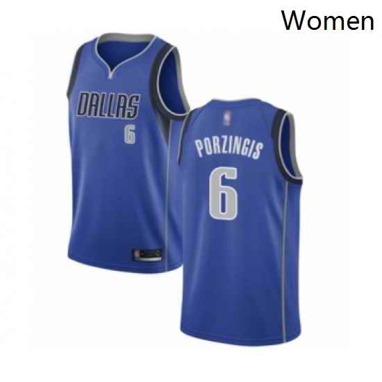 Womens Dallas Mavericks 6 Kristaps Porzingis Authentic Royal Blue Basketball Jersey Icon Edition